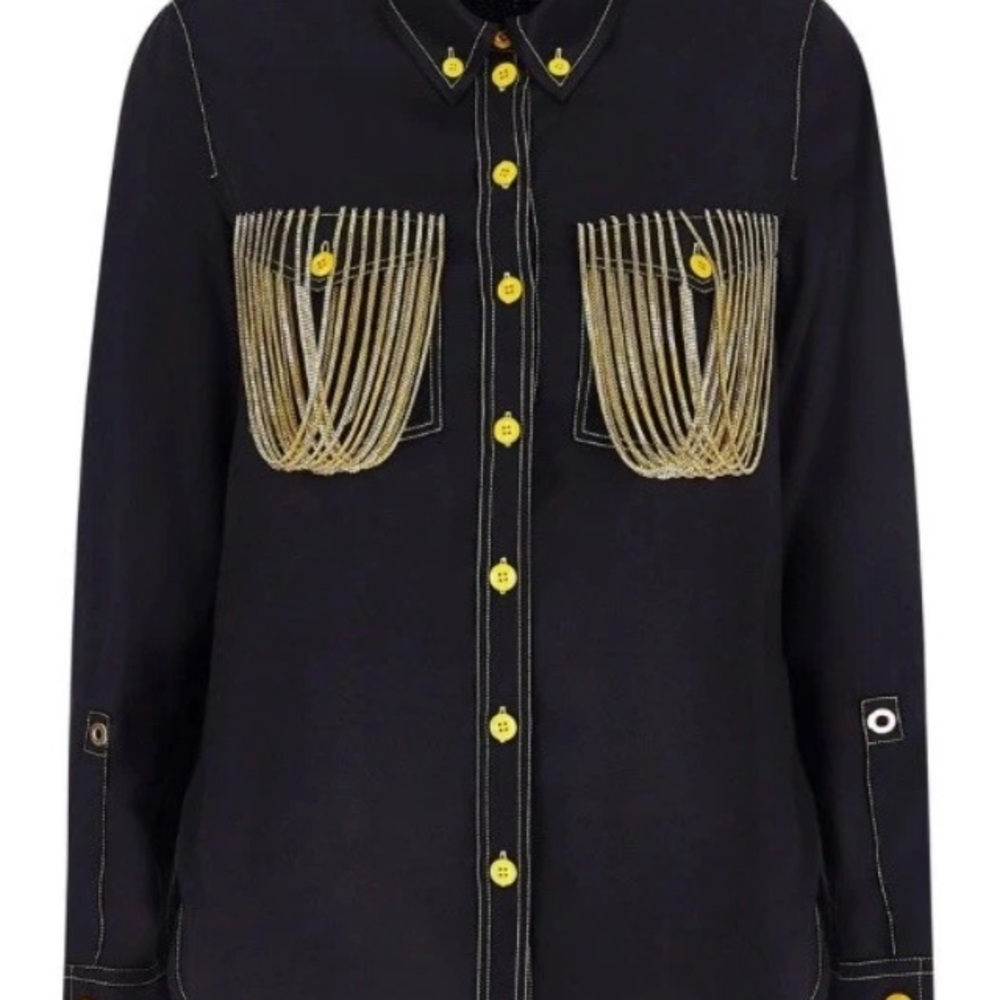 Burberry Black Garment with Gold Stitching